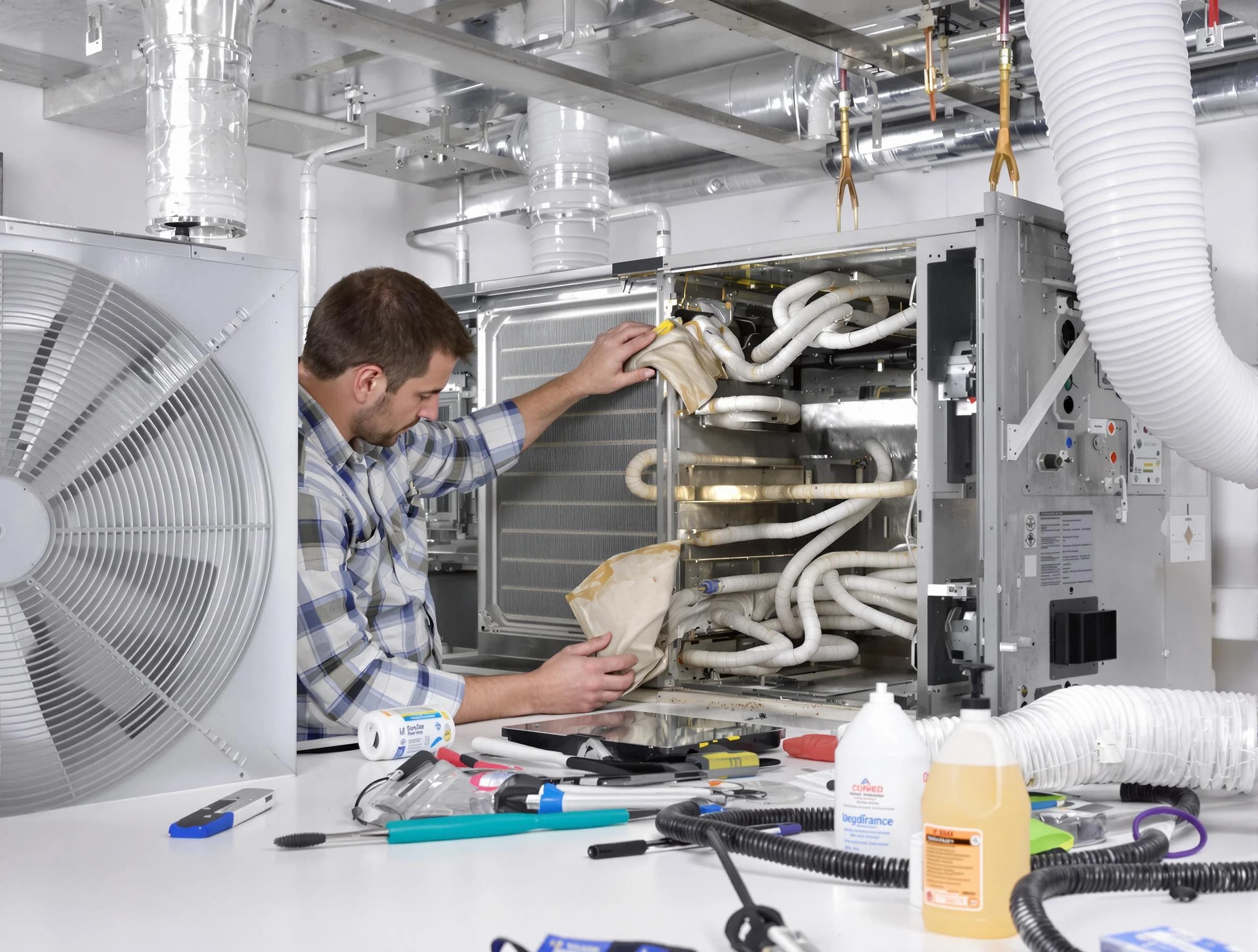 O'Hara Air Duct Cleaning specialist performing precision AC coil cleaning in O'Hara