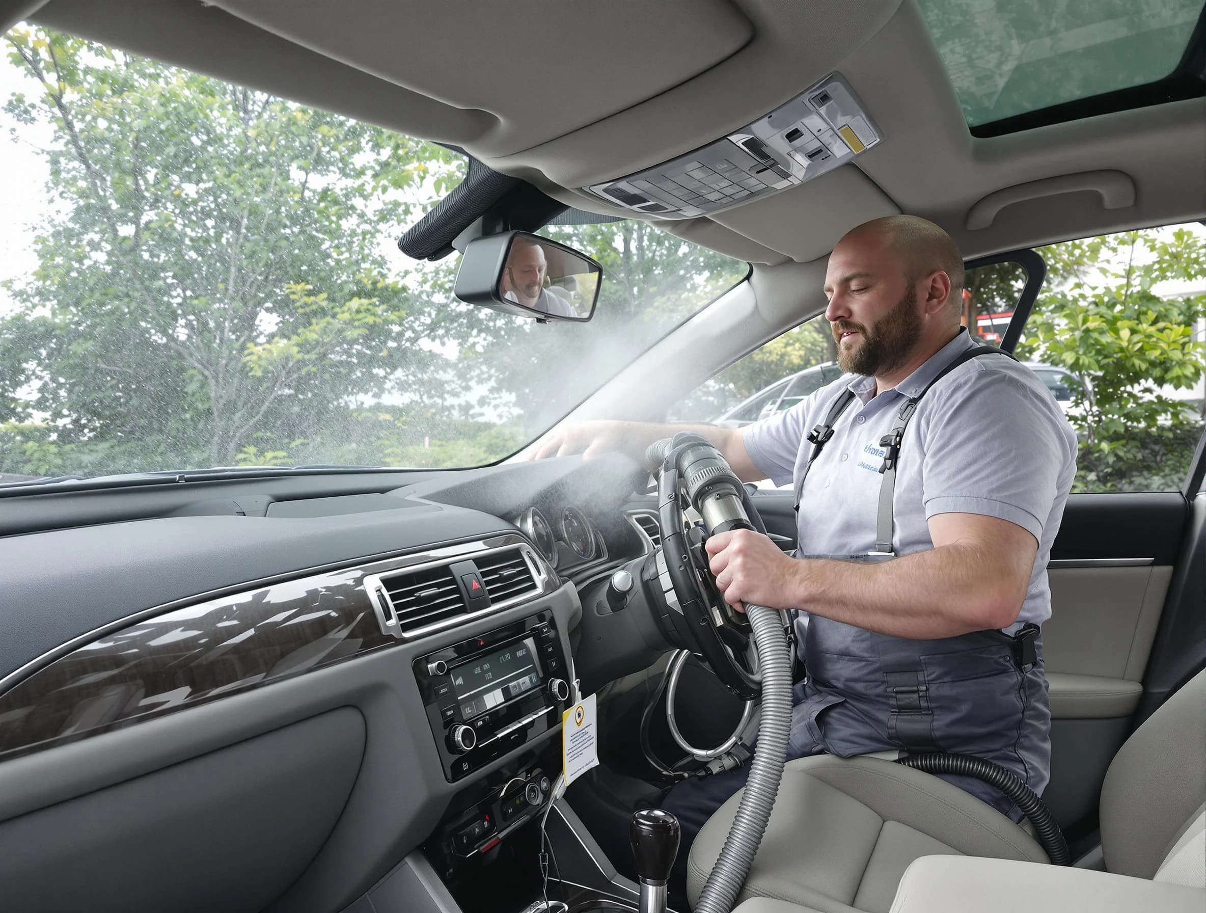 O'Hara Air Duct Cleaning specialist performing professional car duct cleaning in O'Hara