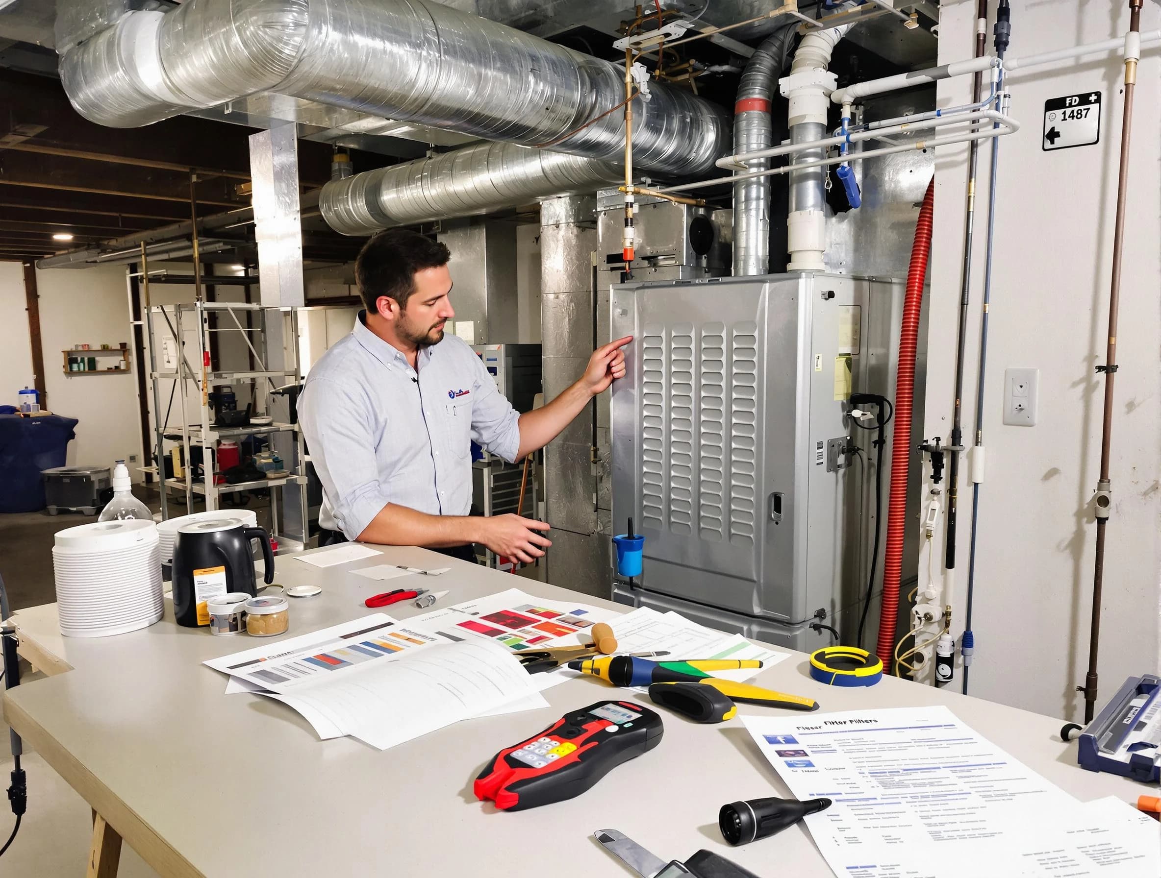 O'Hara Air Duct Cleaning inspector conducting detailed filter system evaluation using professional diagnostic tools in O'Hara