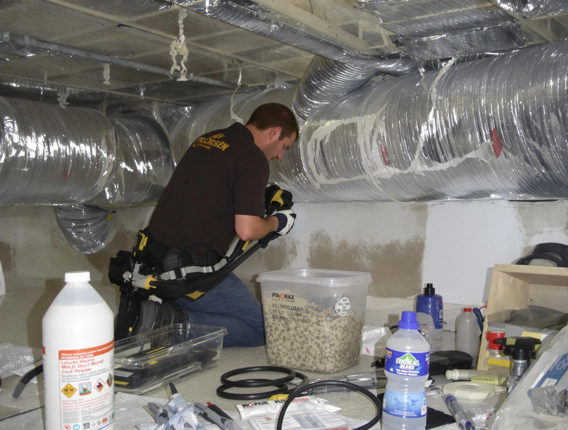 O'Hara Air Duct Cleaning specialist performing professional mold removal from air ducts in O'Hara